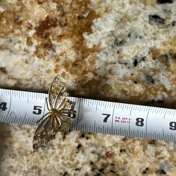 Vintage Butterfly Pin Wire Filigree Brooch Bohemian Delicate Gypsy‎ 2” Fairycore - Picture 9 of 9